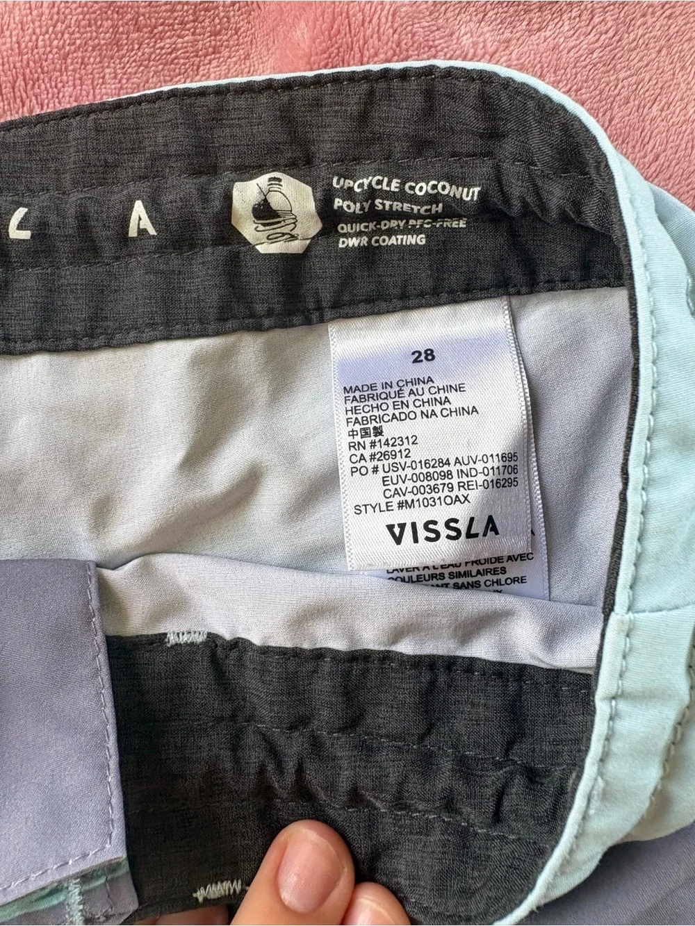 VISSLA Gray Boardshorts with Green Leaf Print